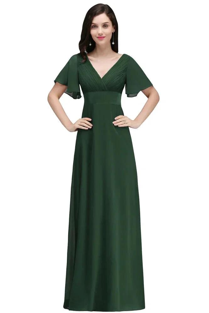 Burgundy Floor-length A-line Chiffon Prom Dress by misshow.com