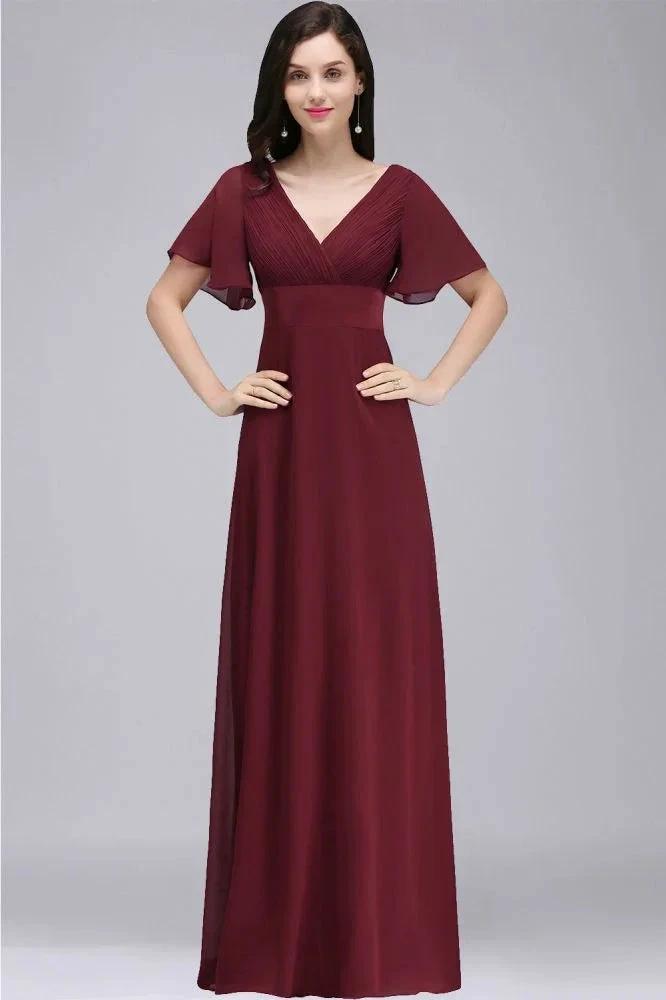 Burgundy Floor-length A-line Chiffon Prom Dress by misshow.com