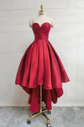 Burgundy Sweetheart Satin High Low Homecoming Dresses Short Prom Dress PD303 by pgmdress