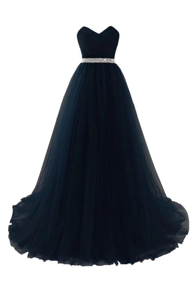 Burgundy Tulle A-line Sweetheart Prom Dress by misshow.com