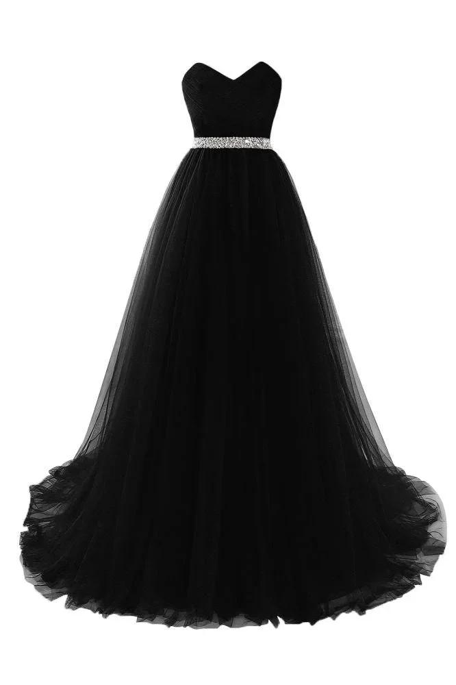 Burgundy Tulle A-line Sweetheart Prom Dress by misshow.com