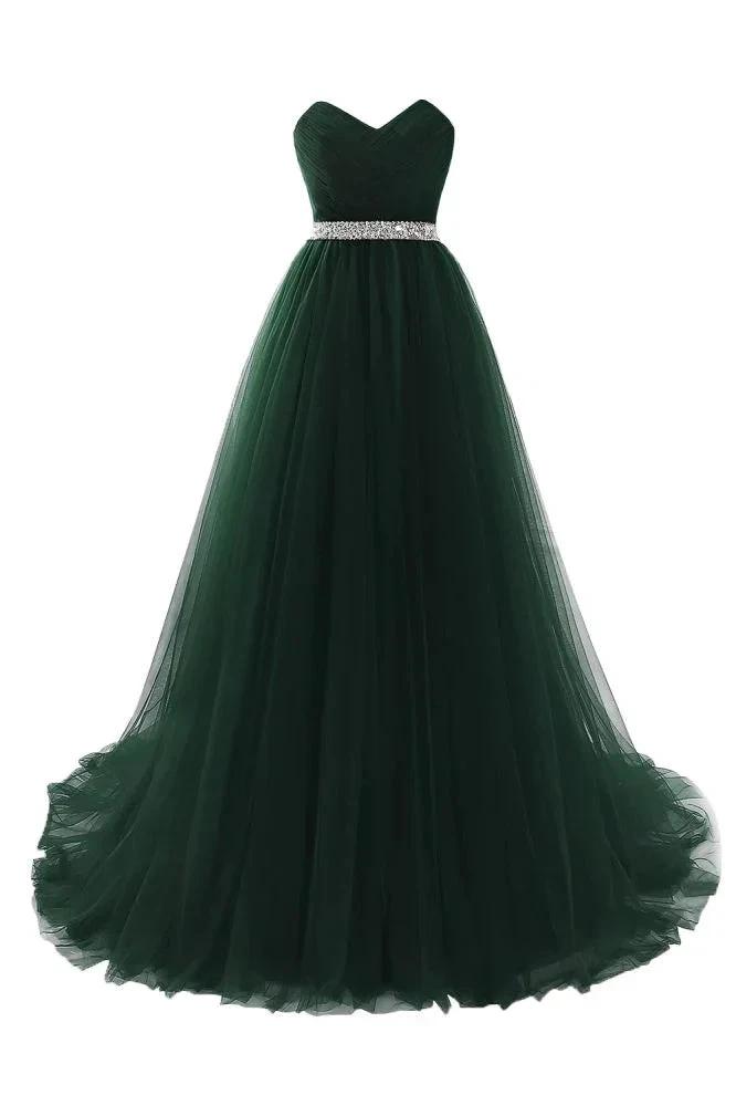Burgundy Tulle A-line Sweetheart Prom Dress by misshow.com