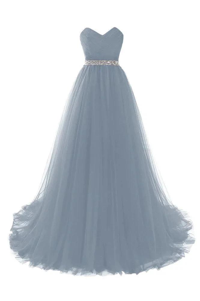 Burgundy Tulle A-line Sweetheart Prom Dress by misshow.com