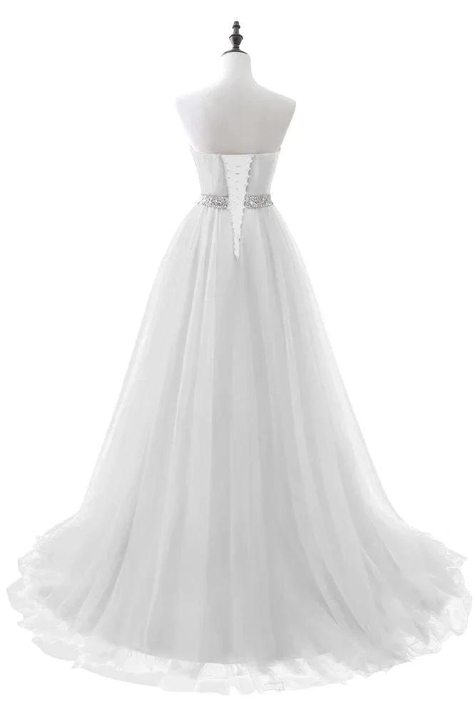 Burgundy Tulle A-line Sweetheart Prom Dress by misshow.com