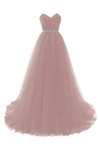Burgundy Tulle A-line Sweetheart Prom Dress by misshow.com