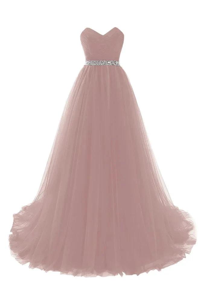 Burgundy Tulle A-line Sweetheart Prom Dress by misshow.com
