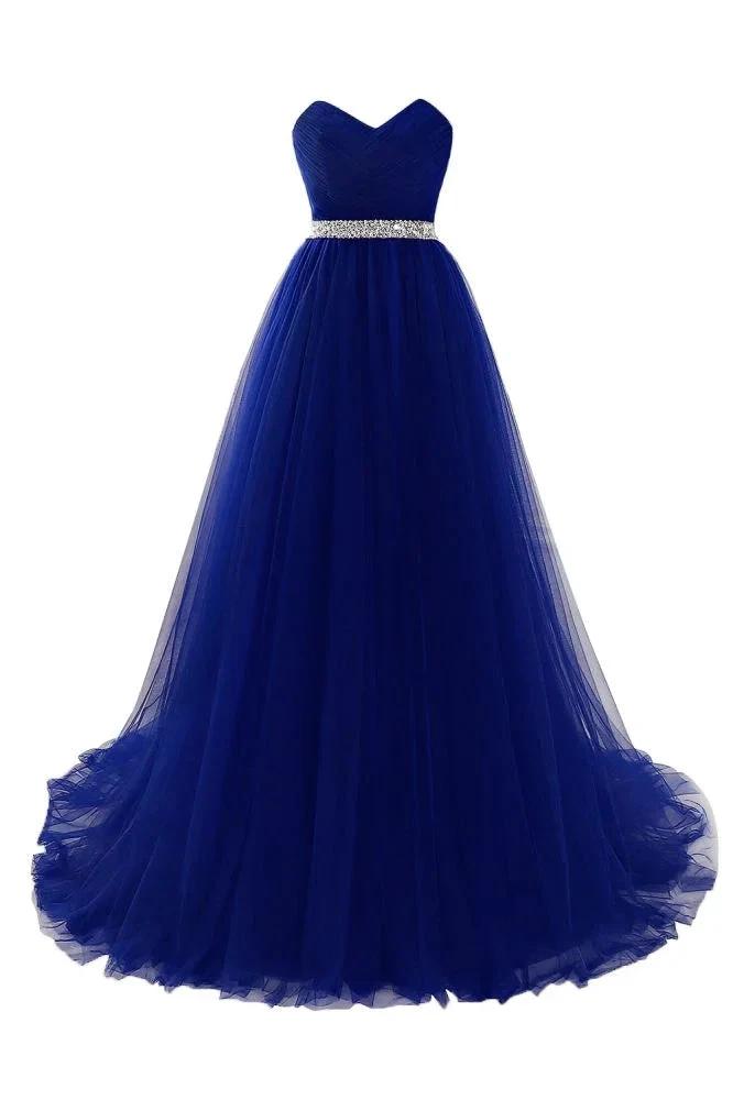 Burgundy Tulle A-line Sweetheart Prom Dress by misshow.com