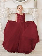 Elegant White Tulle Flower Girl Dress with Sweep Train - photo 6