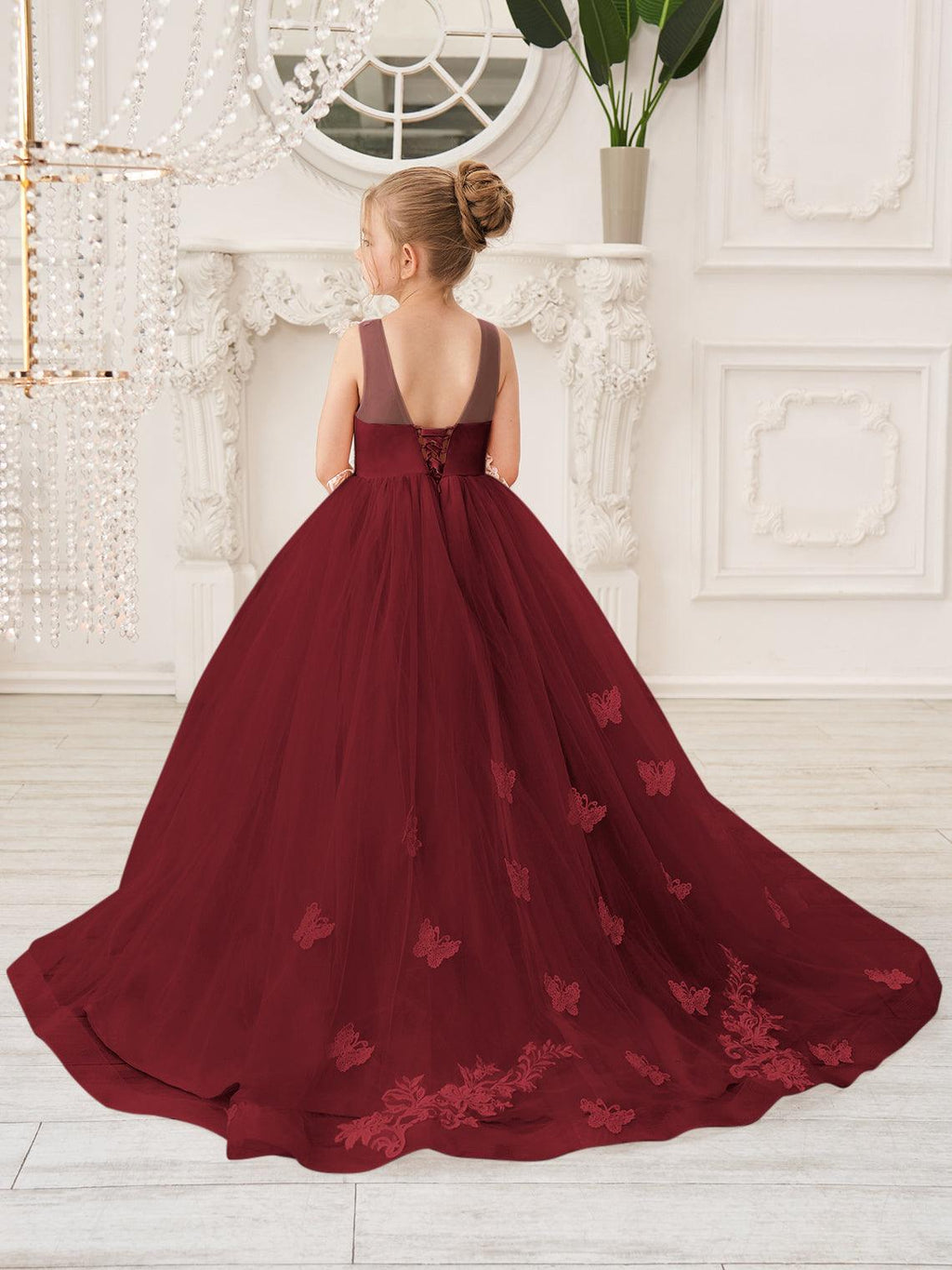 Elegant A-Line Princess Sleeveless Tulle Flower Girl Dress - photo 1