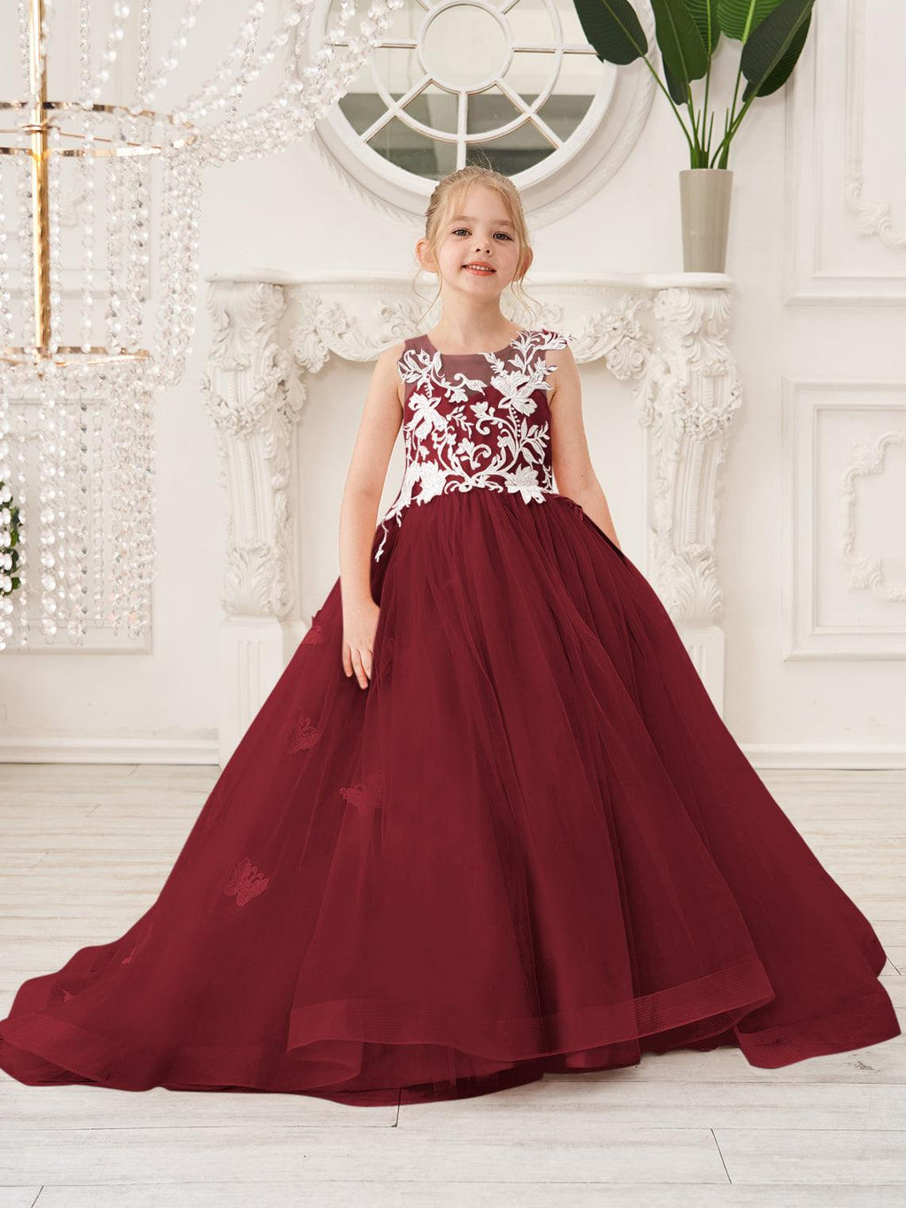 Elegant A-Line Princess Sleeveless Tulle Flower Girl Dress - photo 2
