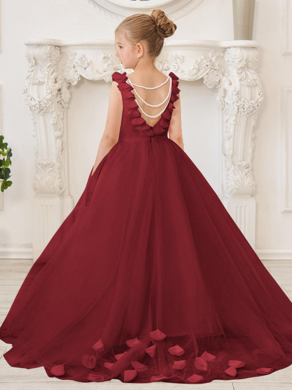 Elegant White Tulle Flower Girl Dress with Sweep Train - photo 5
