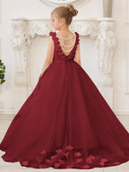 Elegant White Tulle Flower Girl Dress with Sweep Train - photo 5