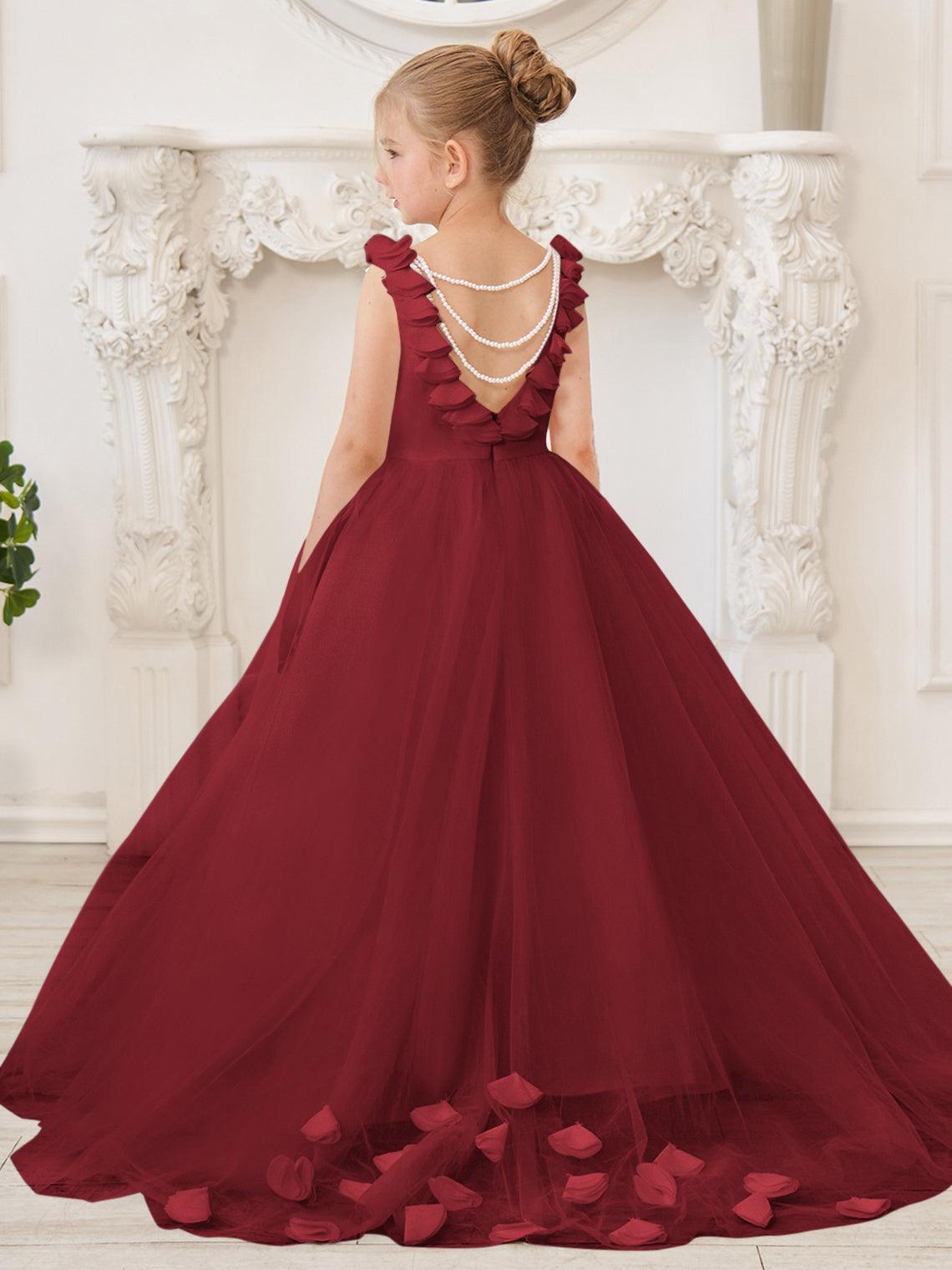 Elegant White Tulle Flower Girl Dress with Sweep Train - photo 5