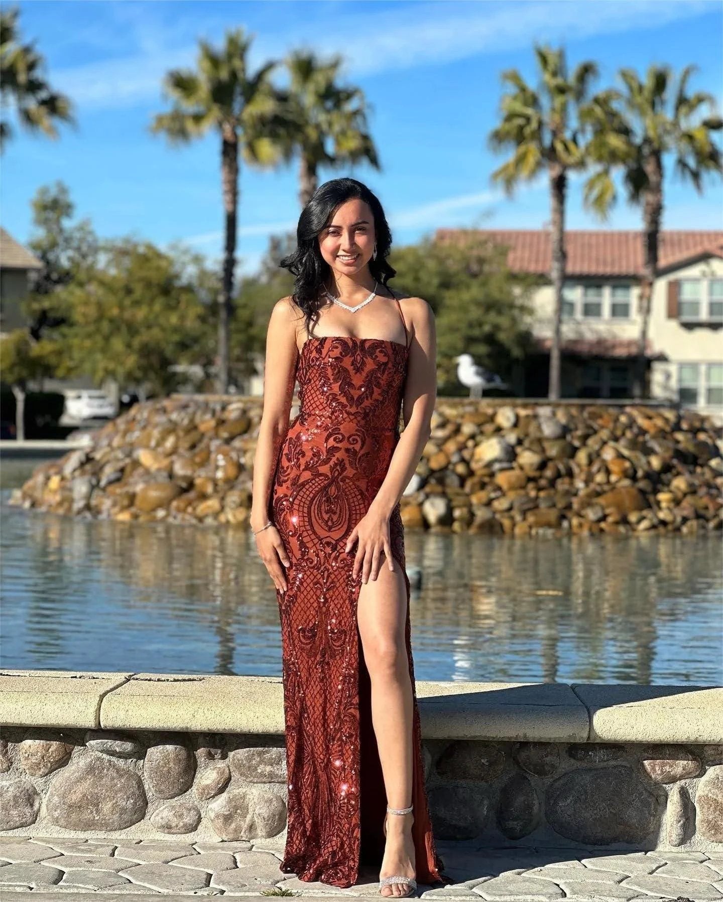 sequin mermaid dress corset prom dress with slit by vivymakudress