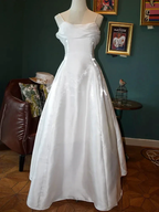 Elegant White Satin Spaghetti Straps Prom Dress Fairy A Line Princess Dress Evening Gown Y7556 by simplepromdress