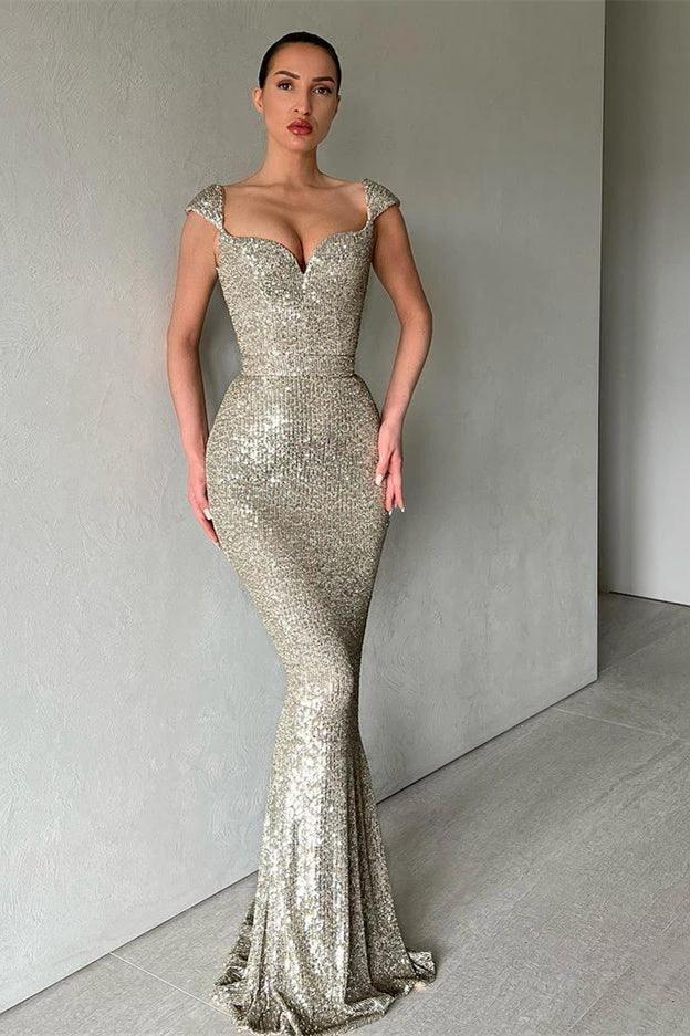 Mermaid Off The Shoulder Sweetheart Long Prom Dress with Sequins by BIZTUNNEL