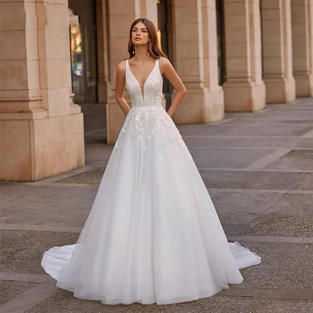Vintage Vestidos De Novia A-line Wedding Dresses Bridal Gown Appliques Sleeveless For Elegant Women 2023 Custom Made by payinti