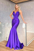 Elegant Long Sweetheart Satin Mermaid Evening Prom Dress by BIZTUNNEL