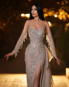 Stunning Long Mermaid Sweetheart Front Slit Prom Dress with Half Sleeves by BIZTUNNEL