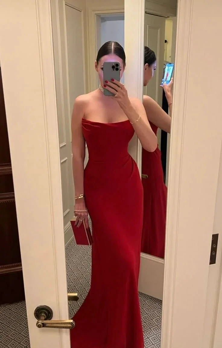 Sexy Strapless Red Mermaid Evening Dress Long Prom Dress Y7595 by simplepromdress