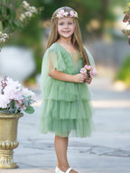 Enchanted Garden Fairy Elegant Tulle Green Flower Girl Dress - photo 1