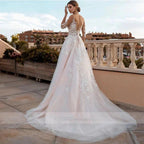 Sheer Sleeves Illusion Lace Wedding Dresses Applique Beach Bridal Gown Sexy Robe De Mariee Bride Dress For Women Bohemian 2022 by payinti