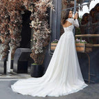 Wedding Dress A Line Removable Long Sleeve Bride Elegant Open Back Lace Bridal Gown Applique Tulle Vestido De Noiva by payinti