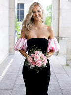 Calix | Black Mermaid Velvet Long Prom Dress with Detachable Sleeves by KissProm