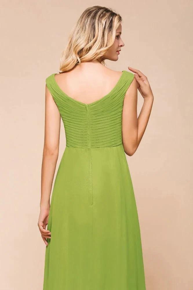 Cap Sleeve Aline Bridesmaid Dress Green Long Simple Maid of Honor Dress by misshow.com