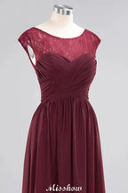 Cap Sleeves Aline Evening Maxi Dress Chiffon Tulle Wedding Party Dress by misshow.com