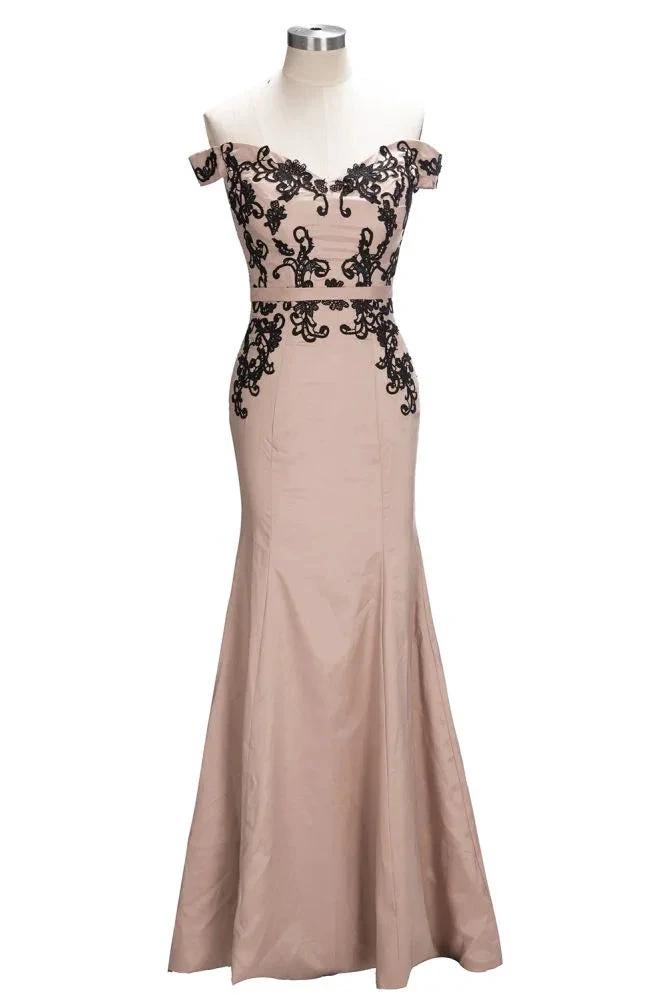 Cap Sleeves Mermaid Long Off-shoulder Applique Prom Dresses by misshow.com