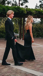 Black Mermaid Spaghetti Straps Long Prom Dress Charming Evening Dress Y424 by simplepromdress