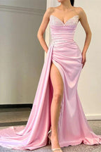 Sleeveless Sweetheart Mermaid Prom Dress with Sequins and Split by BIZTUNNEL