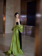 Pretty Black Strapless Satin Long Prom Dress Evening Dress With Bow Y8594 by simplepromdress