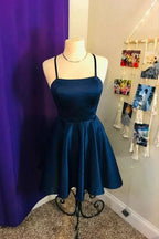 Solid Satin Short Homecoming Dress A-line Graduation Dress Y1865 by simplepromdress