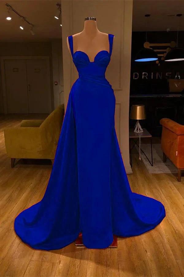 Stunning Long Sweetheart Mermaid Satin Prom Dresses with High Slit by BIZTUNNEL
