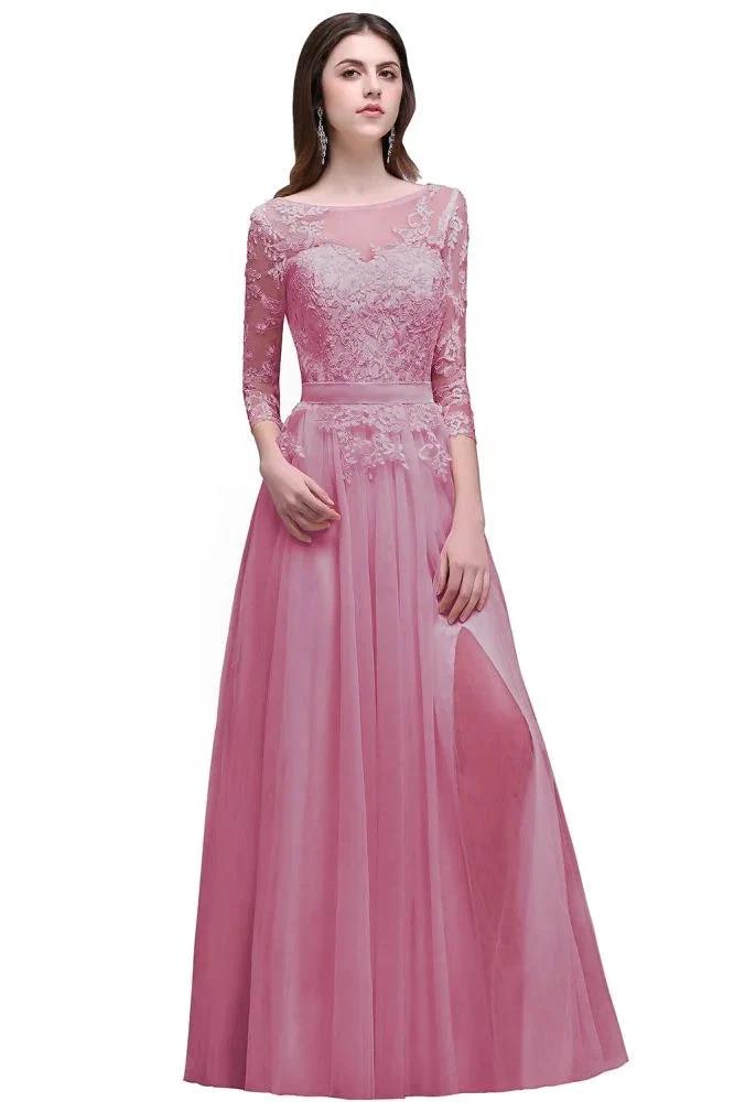 Champagne Scoop A-line Lace Appliques Prom Dress by misshow.com