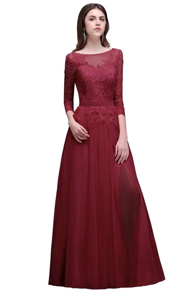 Champagne Scoop A-line Lace Appliques Prom Dress by misshow.com