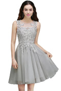 Charming A-Line Scoop Sleeveless Appliques Lace Short Bridesmaid Dresses by misshow.com