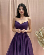 charming a-line strapless sleeveless sequined satin prom dress by misshow.com