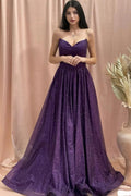 charming a-line strapless sleeveless sequined satin prom dress by misshow.com