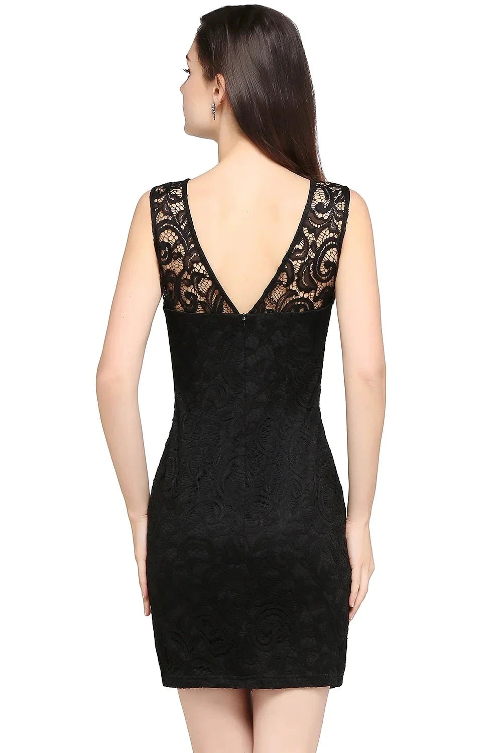 Charming Column Scoop Sleeveless Lace Short Bridesmaid Dresses by misshow.com