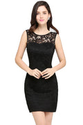 Charming Column Scoop Sleeveless Lace Short Bridesmaid Dresses by misshow.com