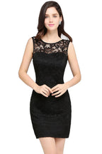 Charming Column Scoop Sleeveless Lace Short Bridesmaid Dresses by misshow.com