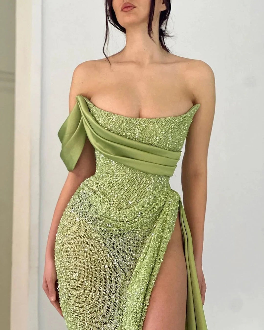 Charming Floor Length One-Shoulder A Line Prom Dress with Split by misshow.com