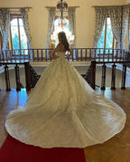 Charming Floor Length Sweetheart Long Sleeves A-Line Lace Wedding Dress by misshow.com
