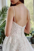 Charming Garden Spaghetti Straps A-Line Lace Wedding Dress by misshow.com