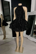 Charming High-neck Sleeveless MIni Prom Dress With Beading by misshow.com