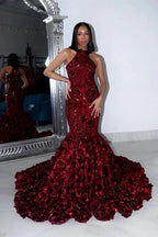 Charming Long Mermaid Sleeveless High Collar Prom Dress by misshow.com