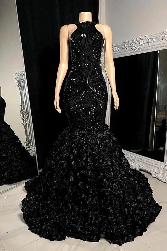 Charming Long Mermaid Sleeveless High Collar Prom Dress by misshow.com